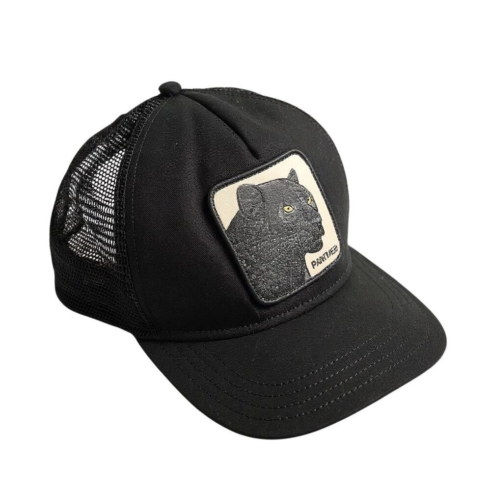 The Farm Goorin Bros Black Mesh Leopard Logo Adjustable Snap Trucker Cap Hat OS